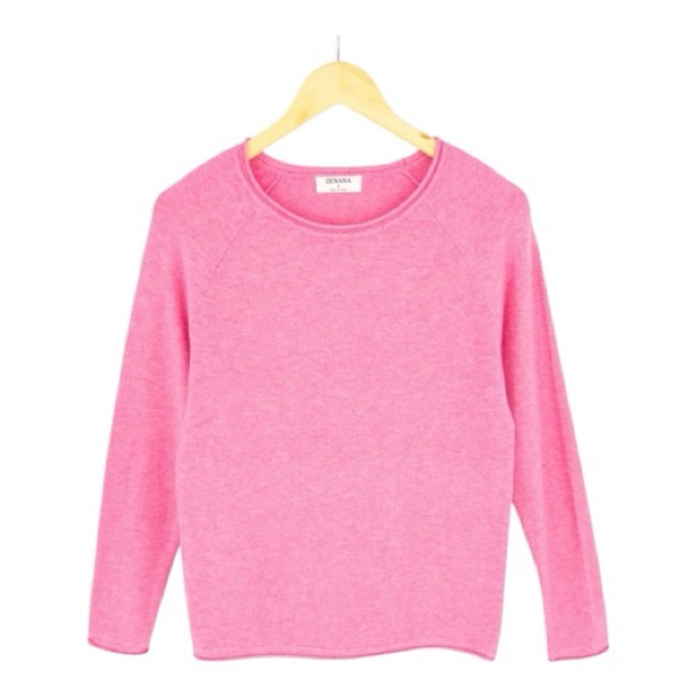 Zenana Fuchsia Pink Viscose Round Neck Sweater